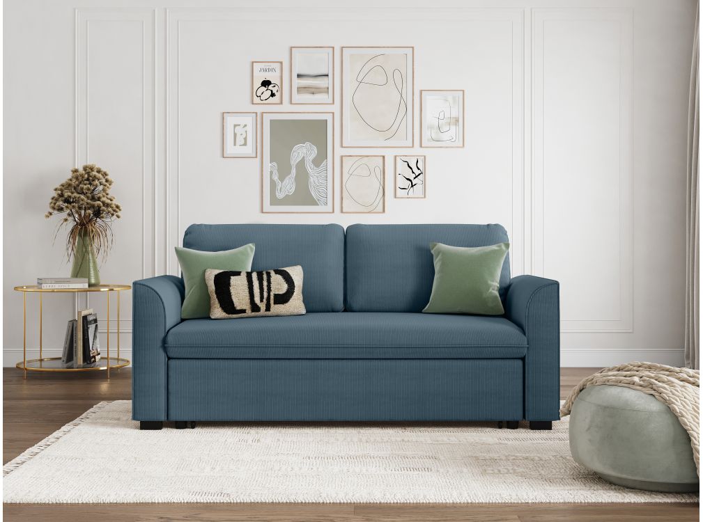 Produit similaire: Canapé droit LEONIE convertible en velours côtelé fin