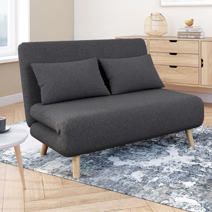 Produit similaire: Canapé convertible ROMEO lit d'appoint 2 places 120 x 190 cm tissu gris anthracite
