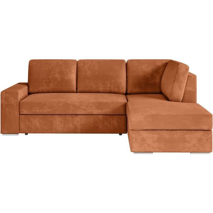 Produit similaire: Canapé d'angle droit 3 places convertible ADEN avec coffre en velours côtelé - Terracotta - L246 x P174 x H96cm - LOUNGITUDE