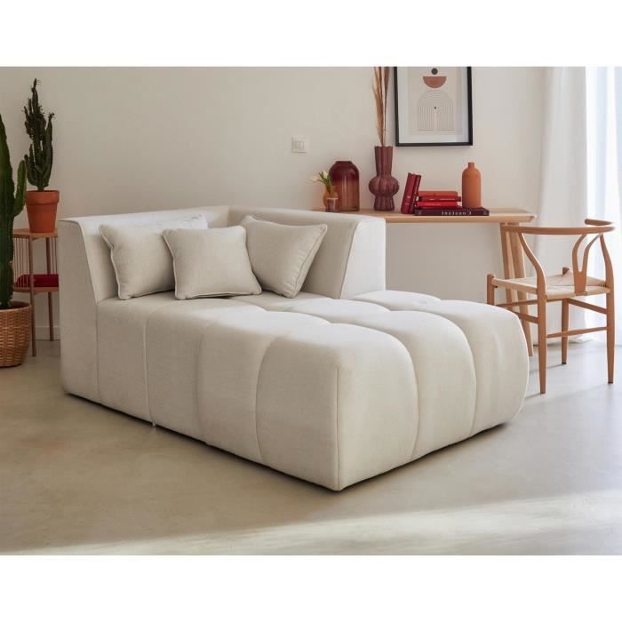 Produit similaire: Canapé méridienne droit en tissu beige - Lisa Design - Caracas