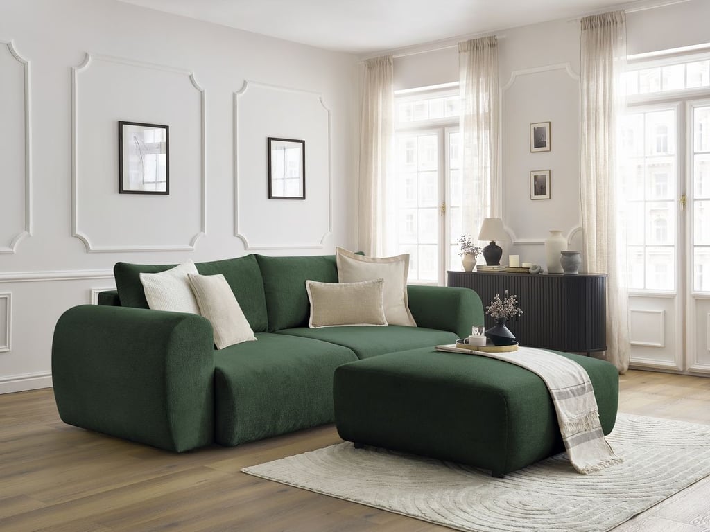 Produit similaire: Lucien canapé droit convertible coffre 4 places tissu lisse vert
