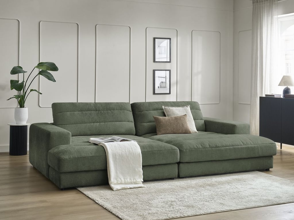 Produit similaire: Canapé droit fixe 4 places SIERRA assise profonde tissu texturé vert BOBOCHIC