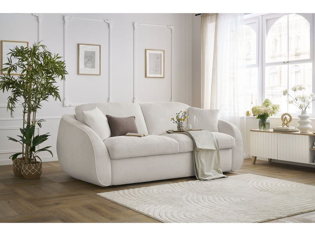 Produit similaire: Canapé droit convertible CEZANNE ouverture express tissu bouclette blanc 140x194 BOBOCHIC 3 places