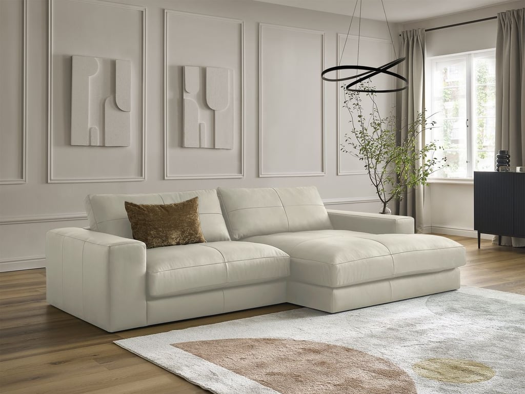 Produit similaire: Canapé d'angle fixe LEONARD cuir de vache beige angle droit BOBOCHIC 3 places