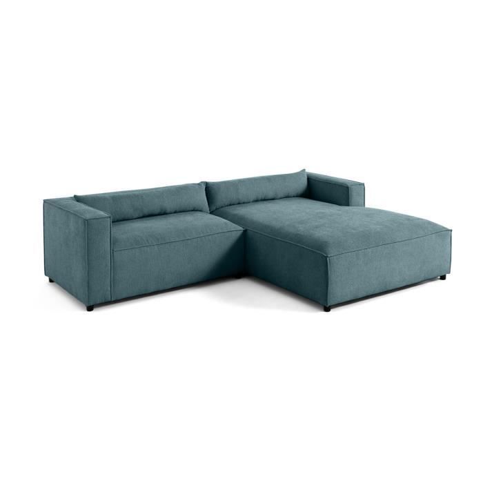 Produit similaire: Canapé d'angle droit 4 places en tissu velours relief Bleu - LISA DESIGN - ELA