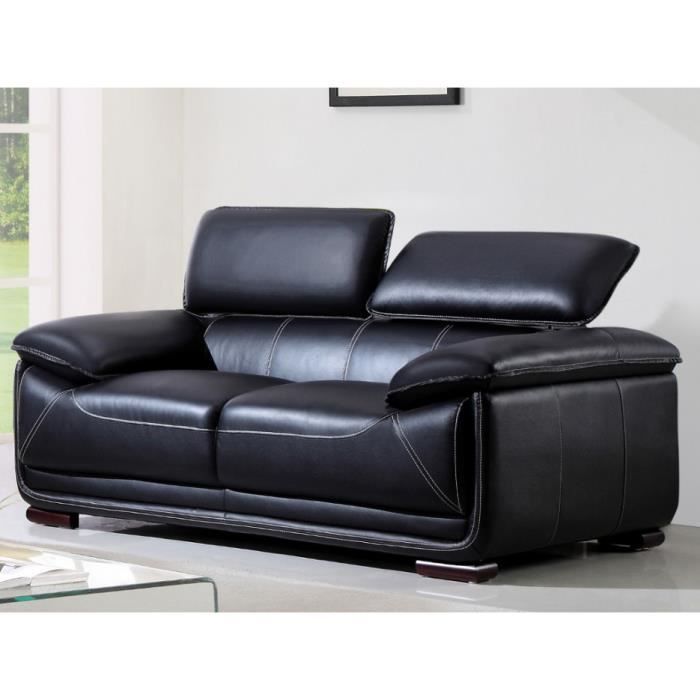 Produit similaire: Canapé 2 places en cuir - MACELO - Noir - Design contemporain - Confort moelleux