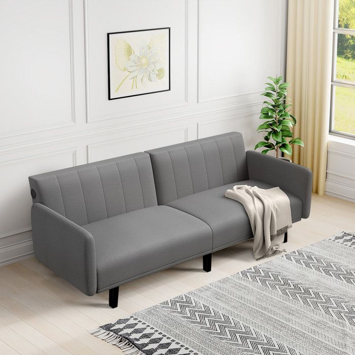 Canapé droit Convertible 3 Places - 2 en 1  Clic Clac Canapé-lit - Convient aux petits espaces - 170 x 75 x 78 cm - Gris foncé
