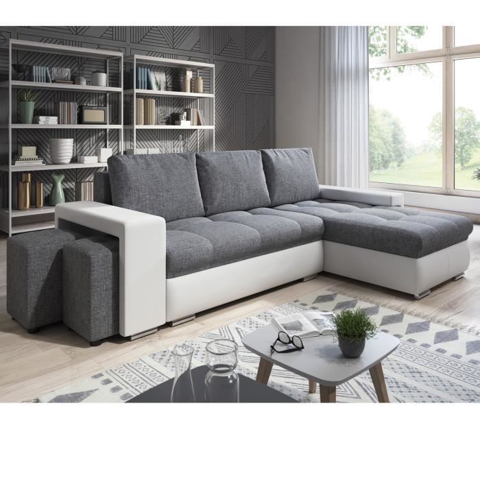 Produit similaire: Canapé d'angle convertible Simon - LESTOCKDESIGN - Blanc/Gris - Coffre de rangement - Réversible