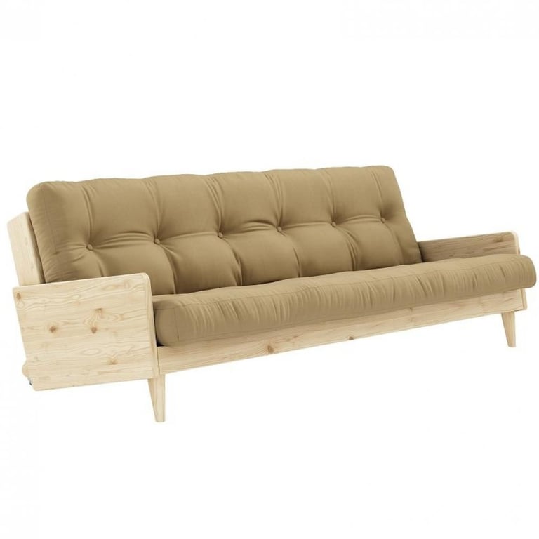 Produit similaire: Canapé 3 places convertible INDIE style scandinave futon beige blé couchage 130*190 cm.