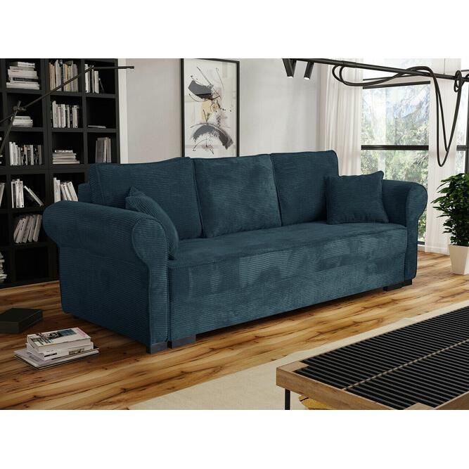 Canapé-lit Columbus 130 - Poso 5 - Bleu - Tapisserie - Bois - Type bonell