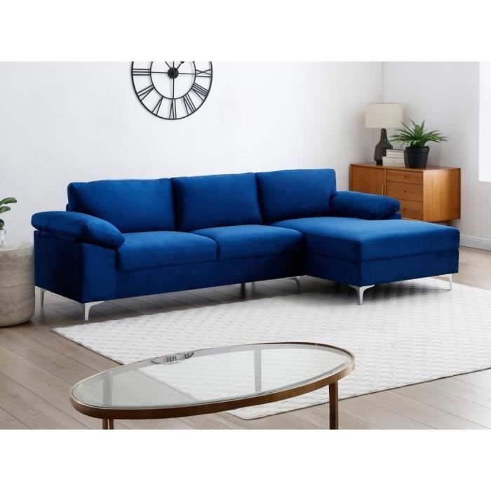 Produit similaire: Canapé d'angle droit en velours bleu FIDOGA