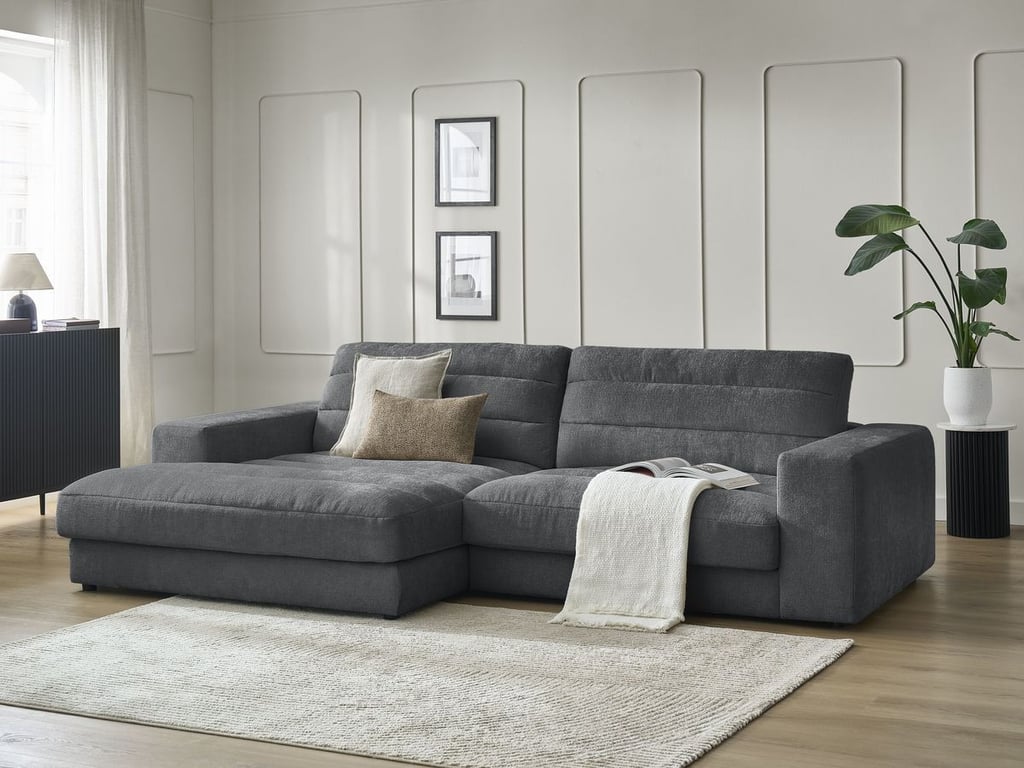 Produit similaire: Canapé d'angle fixe SIERRA tissu texturé gris foncé angle gauche BOBOCHIC 3 places