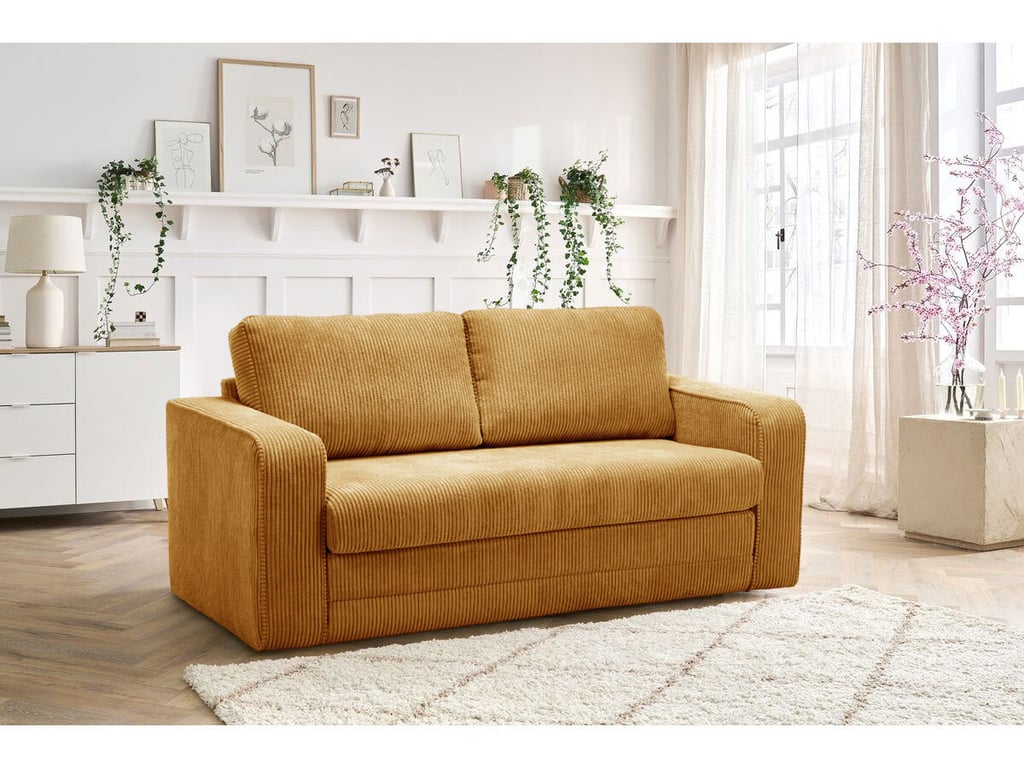 Produit similaire: Canapé droit convertible déplimousse COME velours côtelé jaune BOBOCHIC 2 places