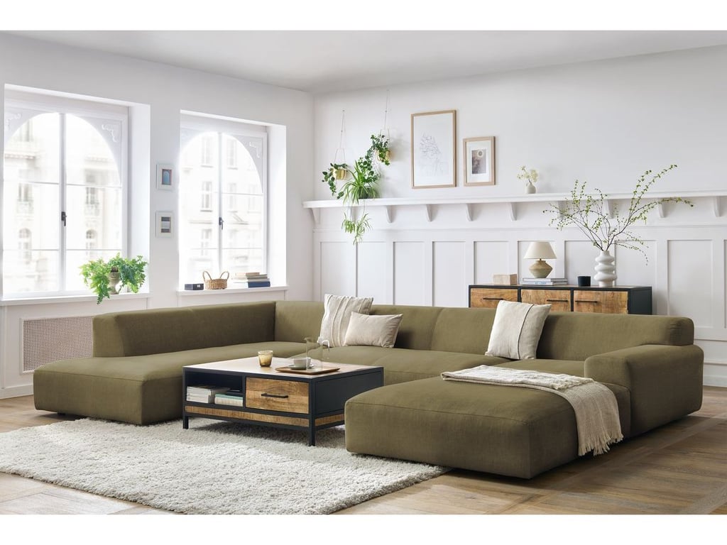 Produit similaire: Lavena canapé panoramique fixe 6 places velours vert angle droit