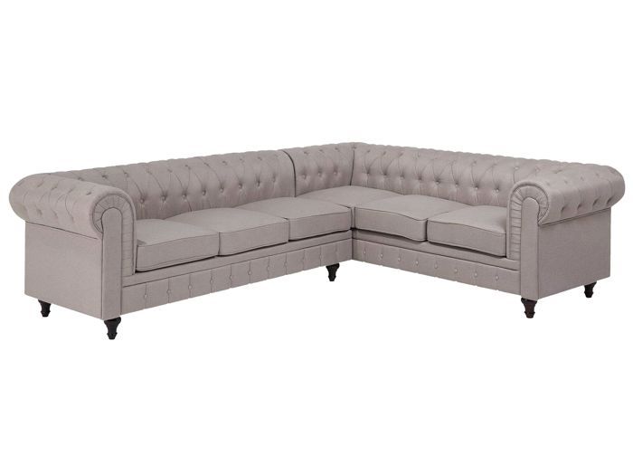 Produit similaire: Canapé angle à gauche 6 places en tissu beige CHESTERFIELD