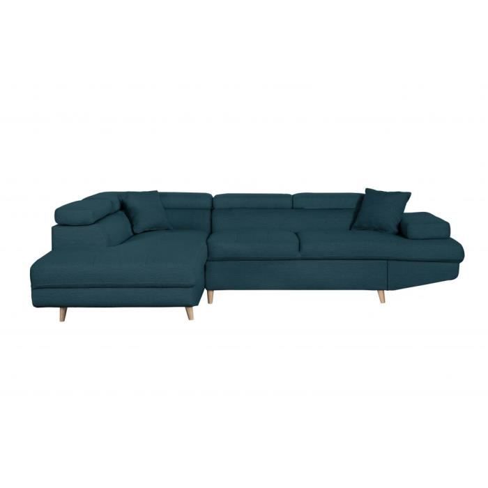 Produit similaire: Canapé d'angle gauche convertible RIO Scandinave avec coffre en tissu - Bleu pétrole, Pieds bois - L271 x P192 x H70cm - LOUNGITUDE
