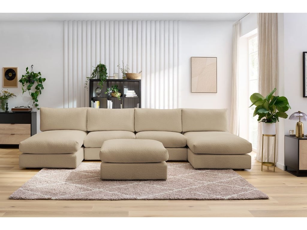 Produit similaire: Paris canapé panoramique fixe 100% modulable 6 places tissu bouclette 1 marron