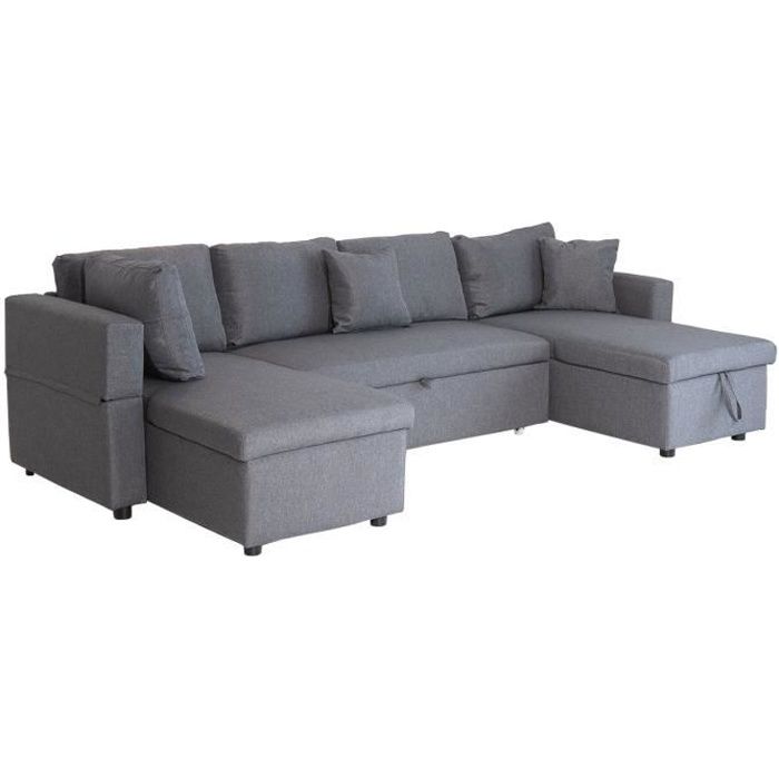 Produit similaire: Canapé panoramique convertible - HAPPY GARDEN - SCOTT - Gris Chiné - Réversible - Coffre de rangement