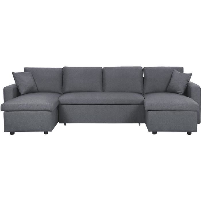 Produit similaire: Canapé d'angle panoramique convertible en tissu "Alain" - 3 places - Gris