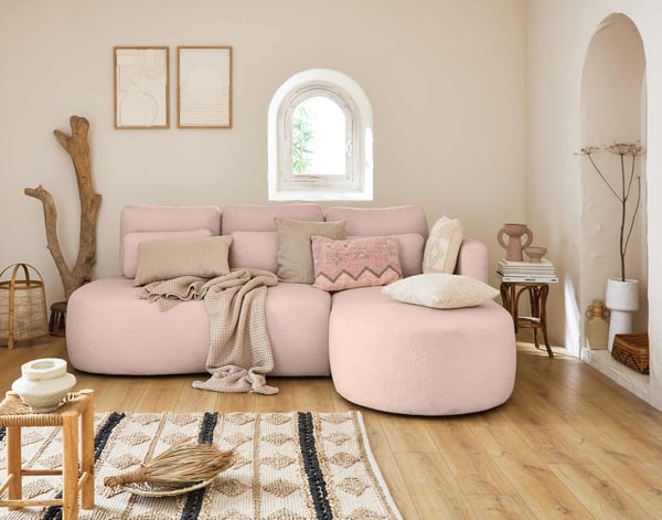 mahina - Canapé bouclette Rose