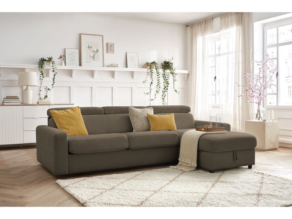 Produit similaire: Canapé d'angle réversible convertible coffre MONACO tissu lisse marron 140x190 réversible BOBOCHIC 3 places