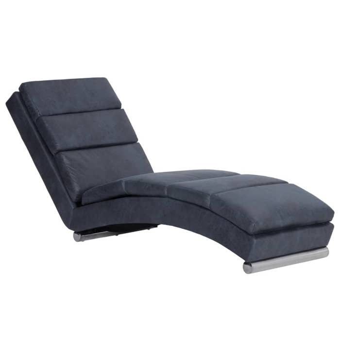 Meridienne chaise longue canape pour interieur en PVC apect daim gris DEC026193