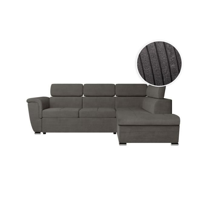 Produit similaire: Canapé d'angle droit 4 places PAOLA convertible avec coffre en velours côtelé - Gris - L252 x P188 x H76cm - LOUNGITUDE