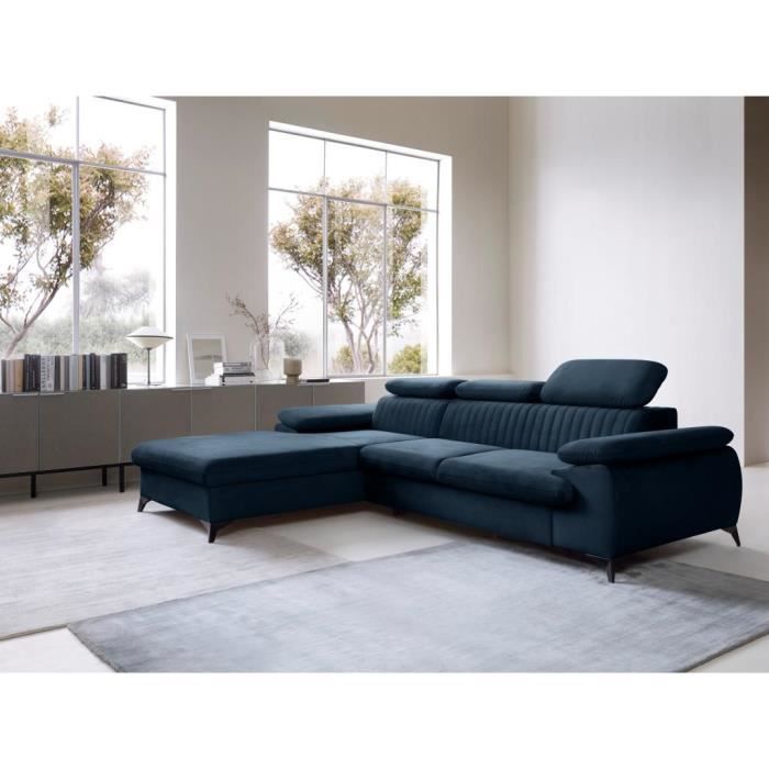 Produit similaire: Canapé d'angle gauche convertible en velours bleu nuit SAMARA