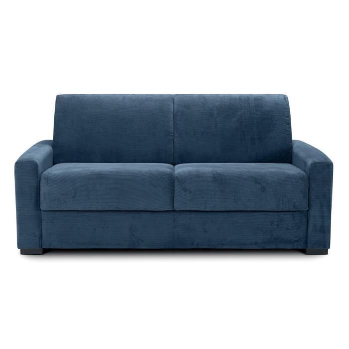 Produit similaire: Canapé convertible 3 places en velours côtelé bleu - Anzio - Couchage quotidien - Ouverture express