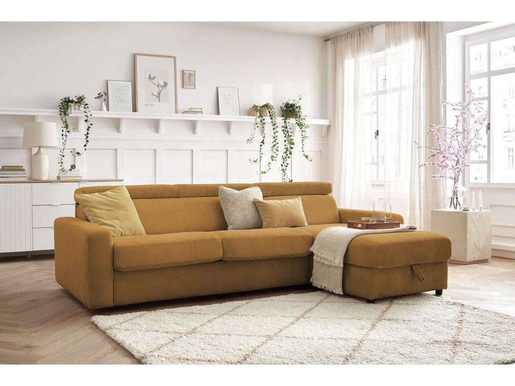 Produit similaire: Canapé d'angle réversible convertible coffre MONACO velours côtelé jaune 160x190 réversible BOBOCHIC 4 places