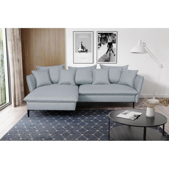 Produit similaire: Canapé d'angle convertible en tissu gris bleuté LAZARE de PASCAL MORABITO - Angle gauche