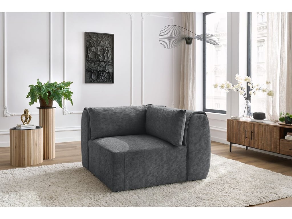 Angle pour canapé modulable JEANNE tissu texturé gris foncé   BOBOCHIC 1 places