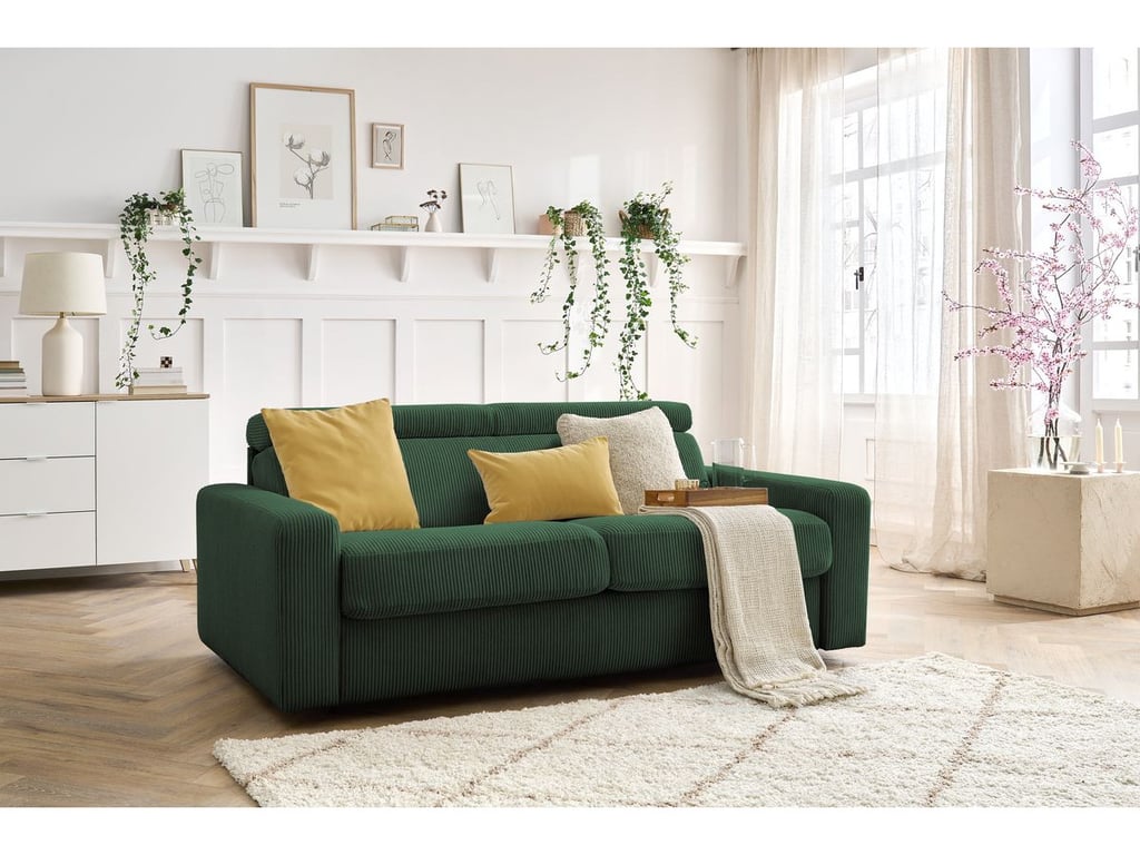 Produit similaire: Canapé droit convertible MONACO ouverture express velours côtelé vert 160x190 BOBOCHIC 3 places