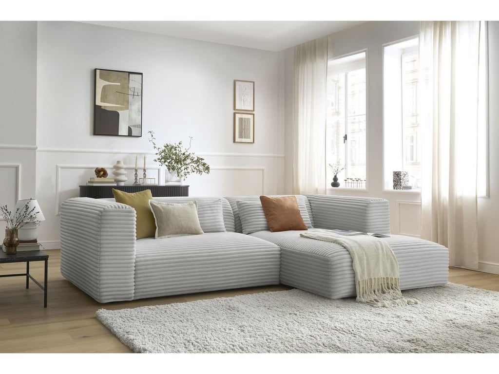 Produit similaire: Canapé d'angle fixe HARRY gros côtelé doux gris clair angle droit BOBOCHIC 3 places