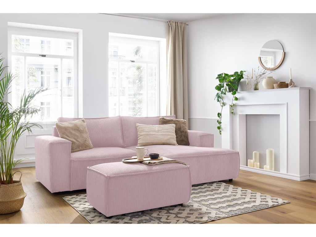Produit similaire: Canapé d'angle fixe compact NIHAD velours côtelé avec pouf violet angle droit BOBOCHIC 3 places