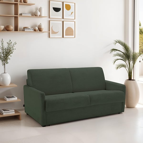 Sienne - Canapé convertible velours côtelé Vert