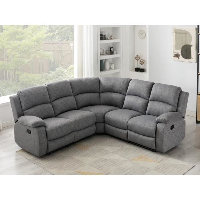 Produit similaire: Canapé d'angle relax en tissu gris clair RIETI