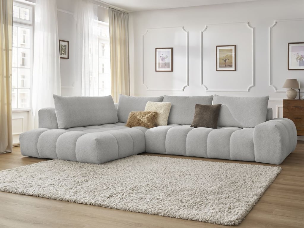 Produit similaire: Canapé d'angle fixe EVEREST tissu chiné gris clair angle gauche BOBOCHIC 4 places