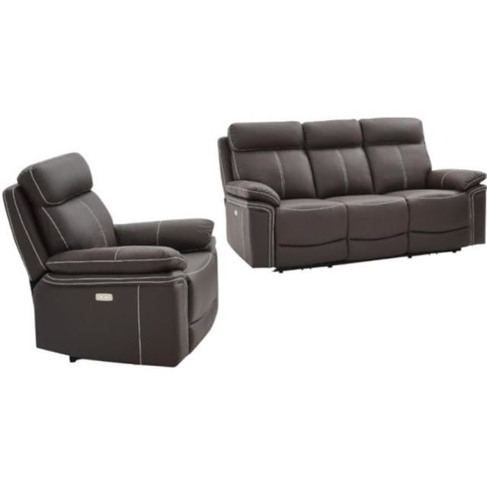 Produit similaire: Canapé 3+1 places relax électrique en cuir ISIRIS - Marron - VENTE-UNIQUE - Relaxation - Moelleux - Electrique