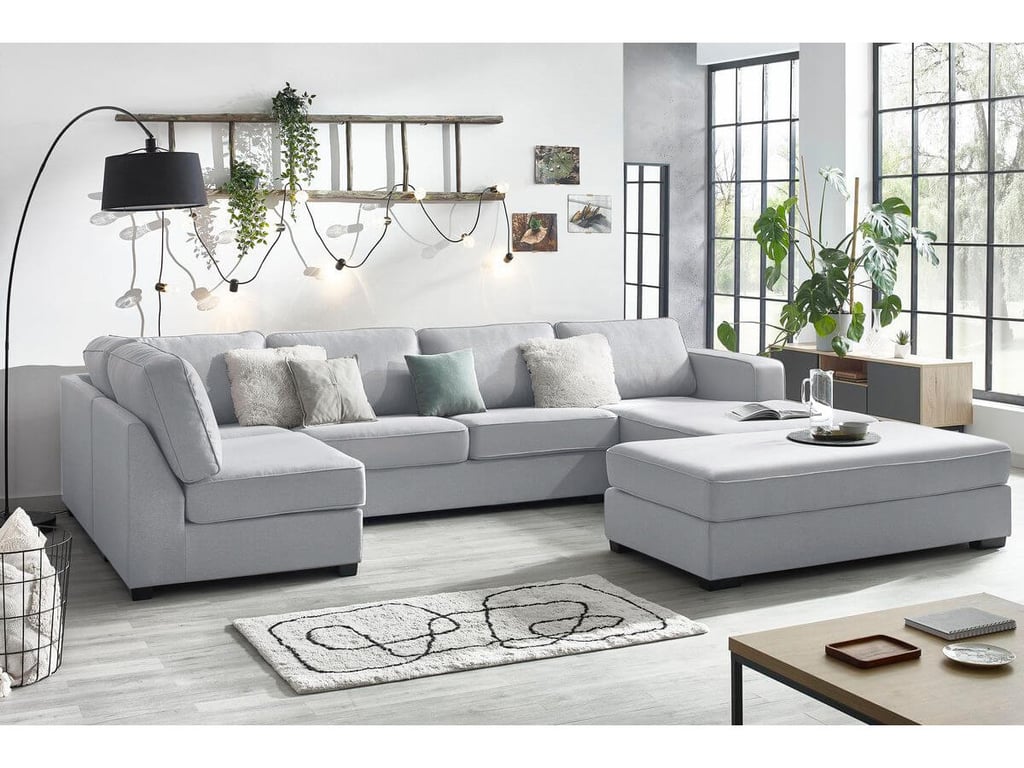 Produit similaire: Canapé panoramique convertible MEGA avec pouf gris clair angle droit BOBOCHIC 8 places