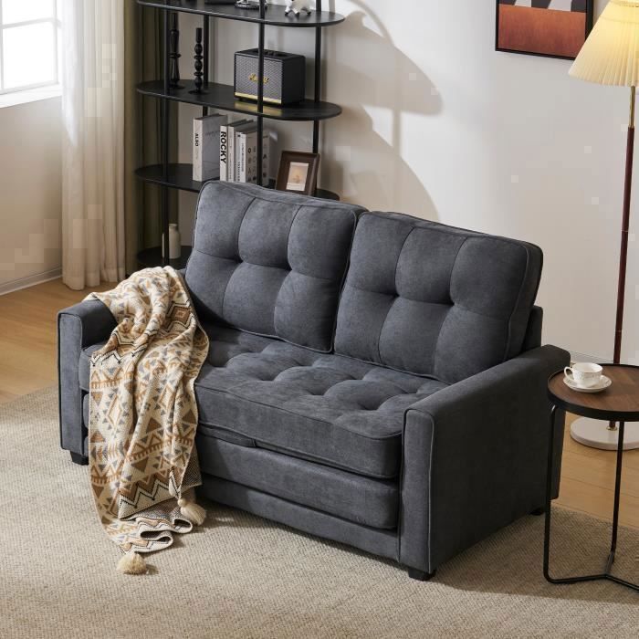 Produit similaire: CLIC-CLAC Rembourré - Gris - REDOM - Canapé 2 Places Avec Fonction Couchage, Poches Sur Le Côté