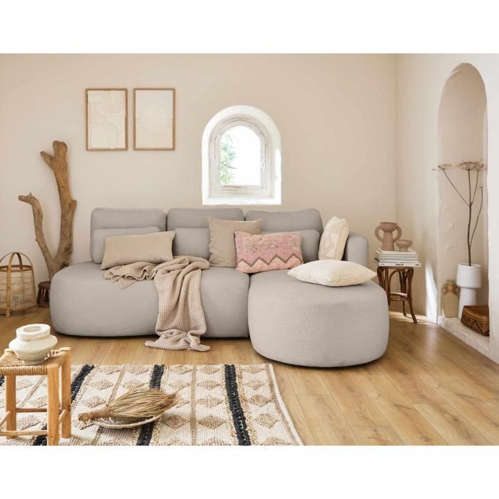 Produit similaire: Mahina - canapé d'angle droit - 4 places - convertible avec coffre - en tissu bouclette - Taupe