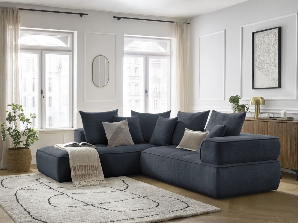 Produit similaire: Canapé d'angle L fixe WHESLEY bleu foncé angle gauche BOBOCHIC 4 places