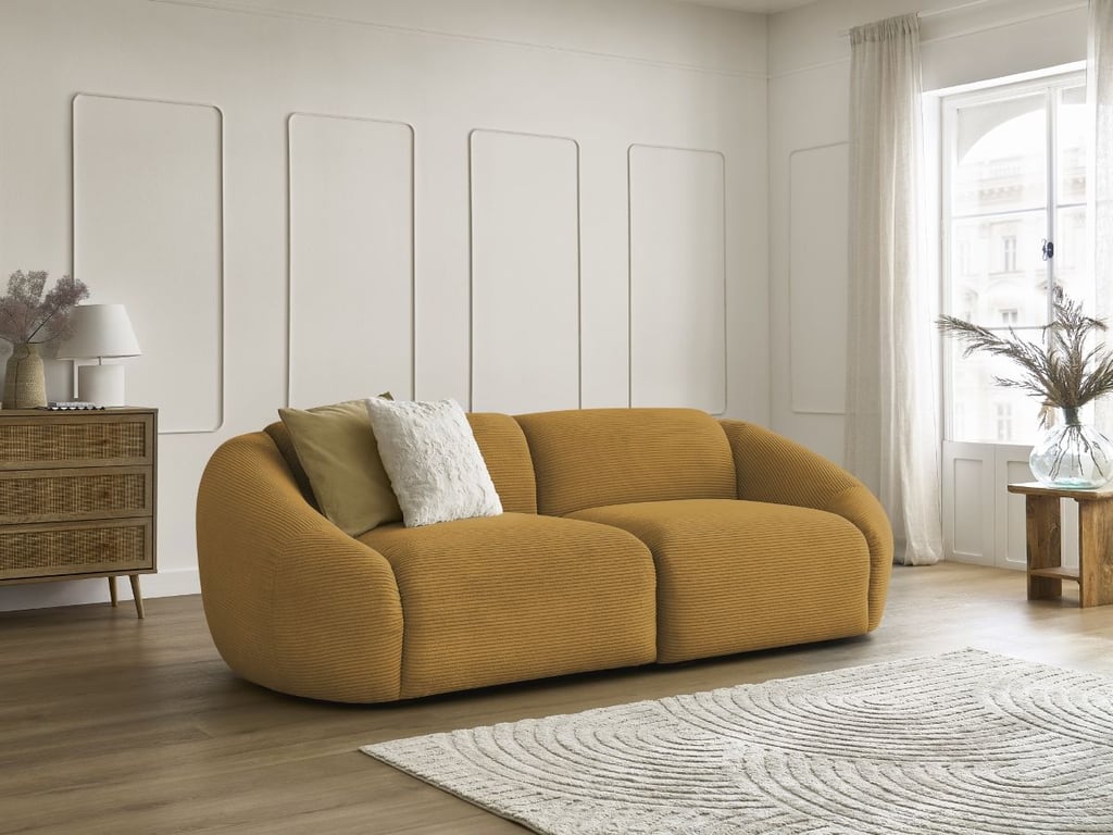 Produit similaire: Canapé droit fixe 3 places TINA velours côtelé jaune BOBOCHIC