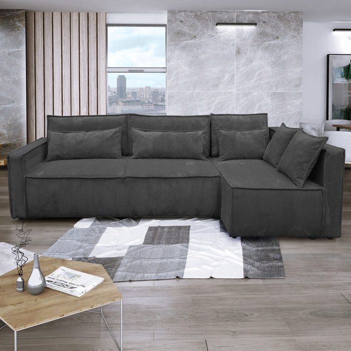 Produit similaire: Canapé d'angle à droite 294x140x88 cm en velours côtelé noir