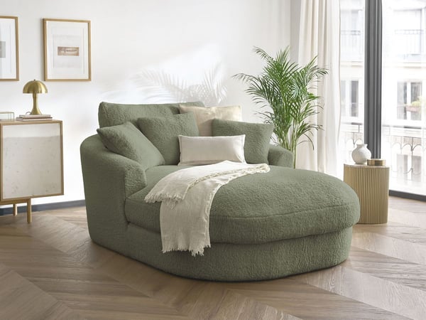 Belem méridienne tissu bouclette vert