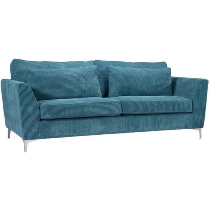 Produit similaire: Canapé 3 places FORINVEST ISLA - Tissu bleu - Style scandinave et moderne - Confort moelleux