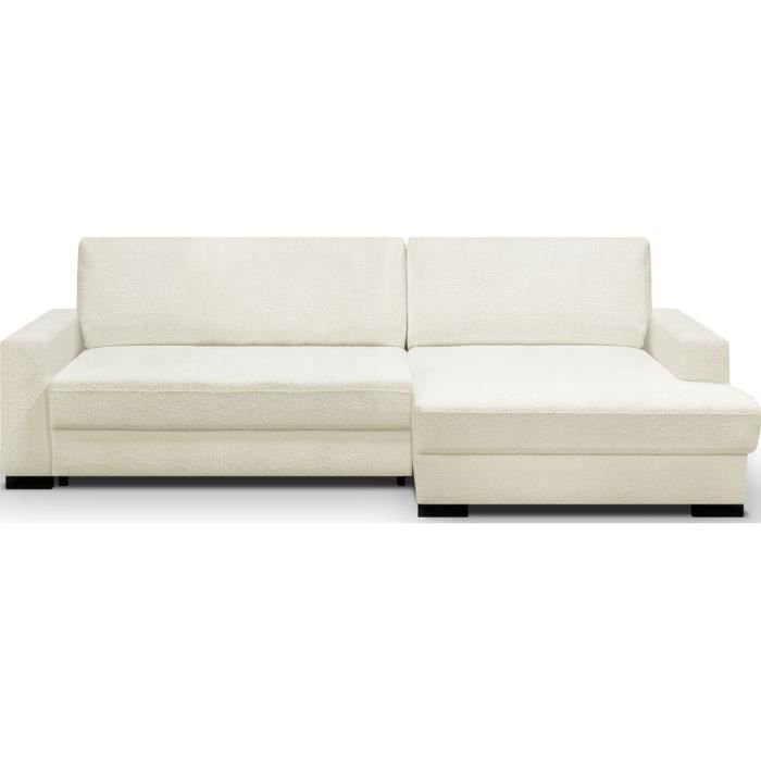 Produit similaire: Canapé d'angle à droite convertible 3 places avec coffre en tissu bouclé écru - Arty