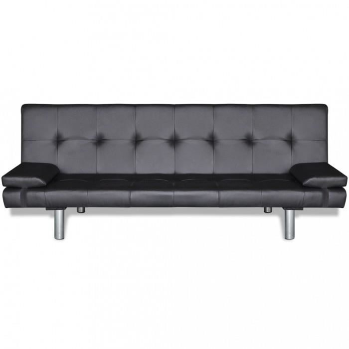 Produit similaire: Canapé-lit Clic-clac ajustable avec 2 oreillers - Noir - 77 cm x 168 cm - Simili