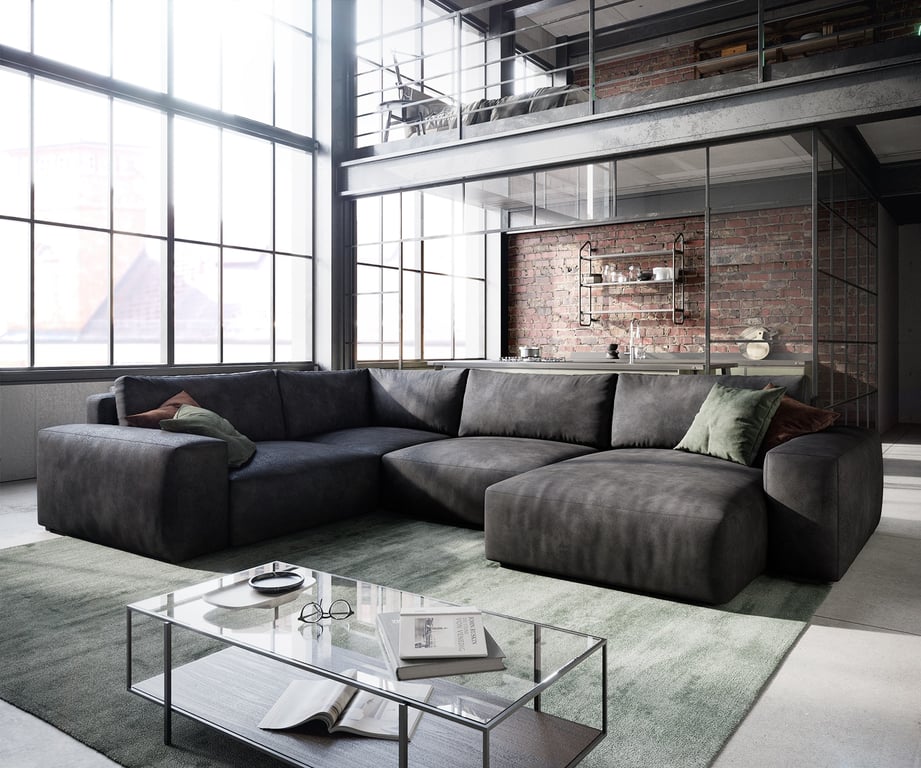 Produit similaire: Canapé-Canapé panoramique Lanzo L 330x230 cm Imitation cuir Vintage Anthracite Recamière variable